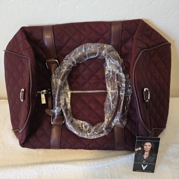 NWT Vanessa Williams Quilted Red Duffel Bag + Dust Bag VW-401-RD - Picture 1 of 8